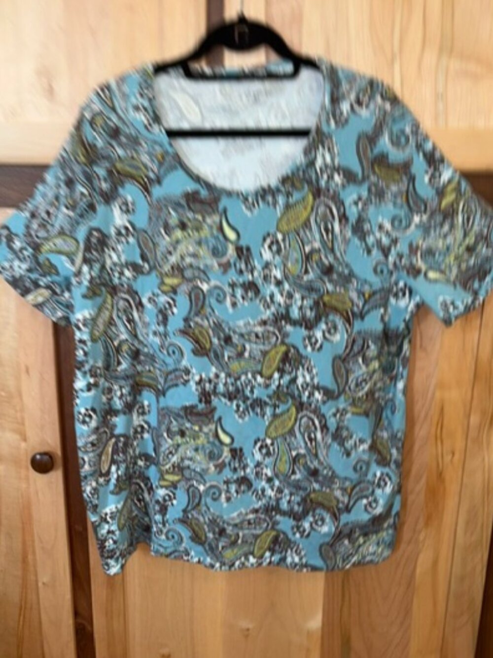 Catherines Women's Green Brown Paisley Top - 0X (14/16W)